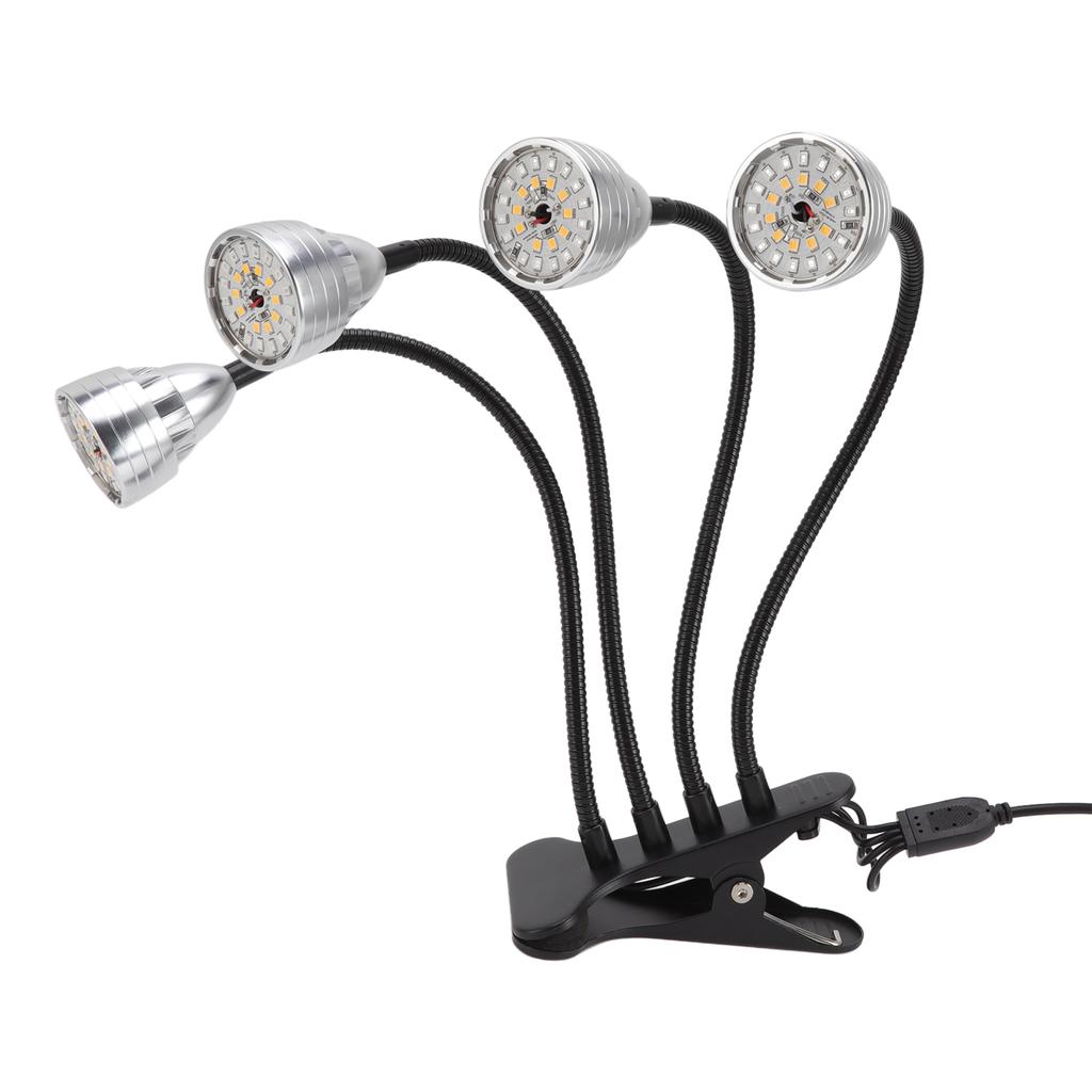 LED Grow Aluminium Alloy Light 4 Heads Bendable Adjustable USB Plant Light with Clip for Indoor