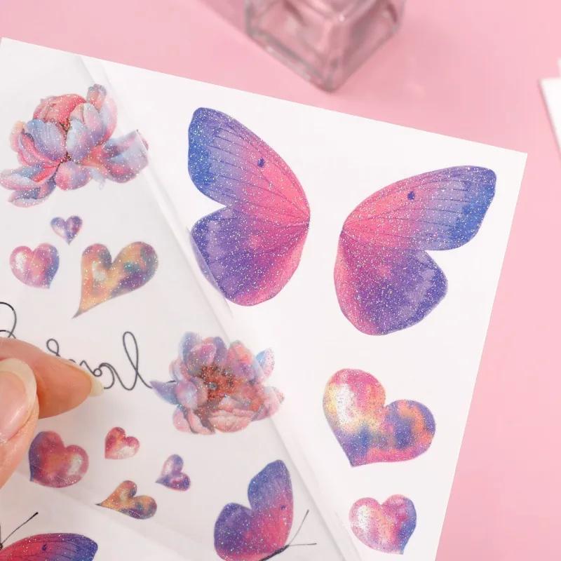 3D Feen Schmetterlingsflügel Glänzender Tattoo-Aufkleber Wasserdicht Augen Gesicht Körperkunst Fake Tattoos Für Frauen Make-up Tanz Musikfestival
