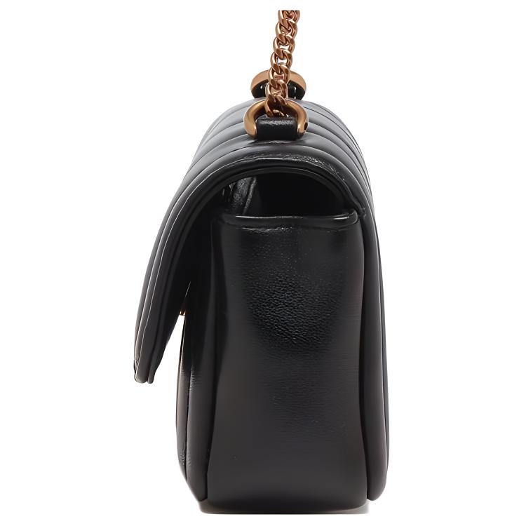 Tory Burch Kira Double T Logo Magnetic Closure Flap Nappa Leather Mini Shoulder Bag Women Shoulder Bag Black 142567-001