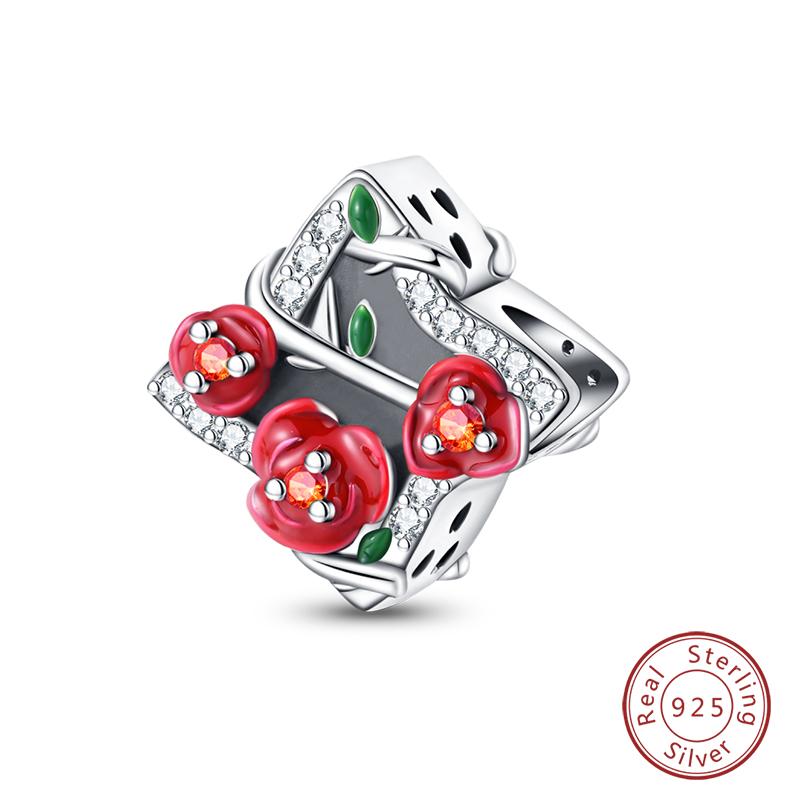 100% Copper Exquisite Tarot Cards Bracelet Pendants Blood Red Fire Snake Rose Charms Beads Diy Jewelry For Women