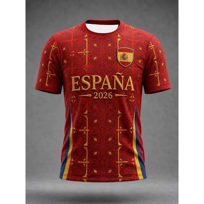 2026 Edition Spanish Fans Football Training T-shirt - 3D Printed - Fashionable And Comfortable Suitable For Both Men And Women