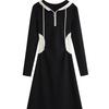 Pear Thirteen French Waist Skinny Casual Bottom Dress Women's Autumn and Winter New Hooded Wear Dress