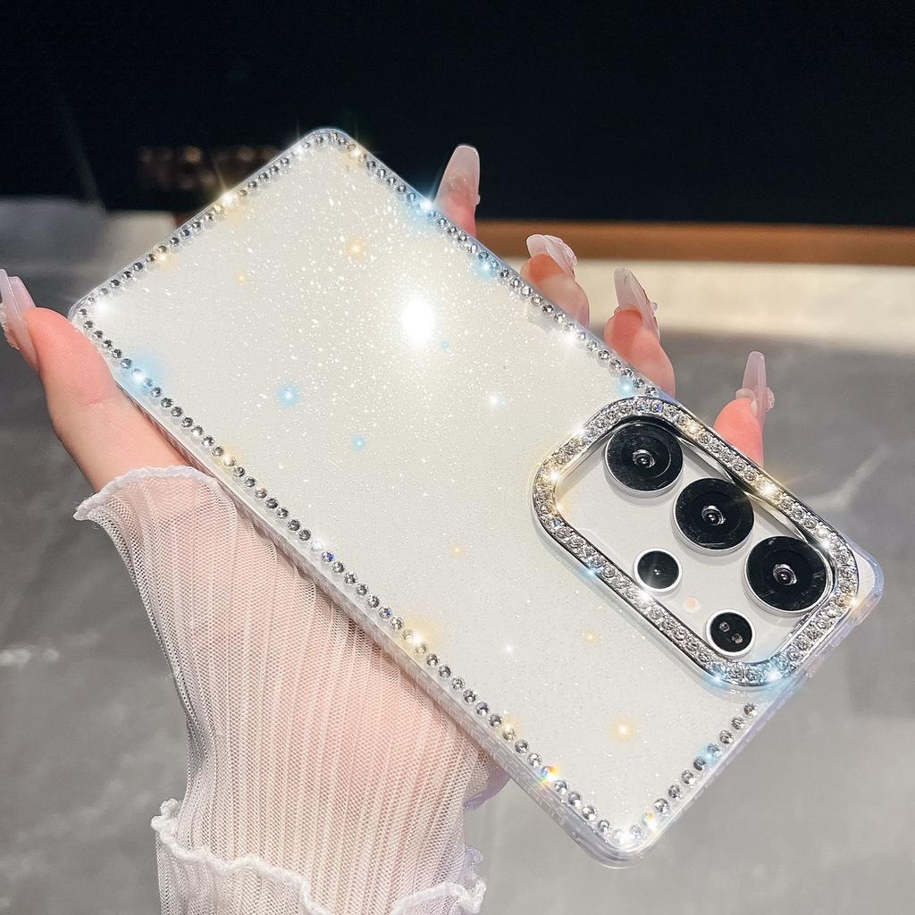 Flash Diamond IMD Technology Suitable for Three S25ultra Mobile Phone Case S24FE Transparent Star A56 New Soft Shell