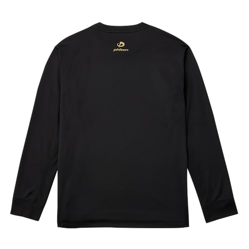 phiten RAKU Shirt, Long Sleeve, Black/Gold, Size Small, Unisex, Sports, Club Activities, T-Shirt with Logo
