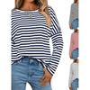 Striped Sweatshirt and round-Neck T-shirt Stripes Long Sleeves Sweatshirt Crew Neck T-shirt