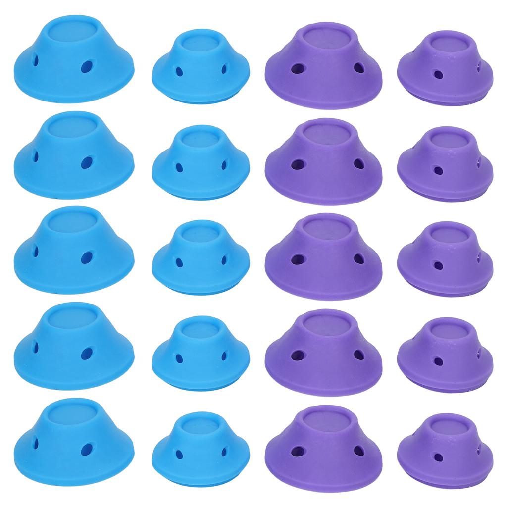 20pcs Mushroom Hair Curler Self Grip DIY Silicone Hair Style Curlers for Long Medium Short Hair Purple Blue