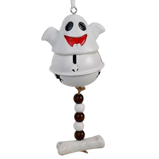 Ghost Bell Hanging Ornament Resin White Ghost Wind Chime Decoration for Halloween Home Garden Party Decor