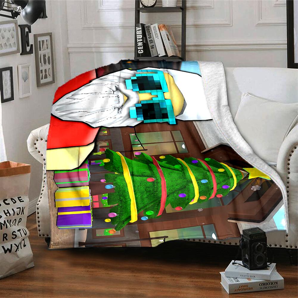 1Pc Roblox Winter Wonderland Blanket Soft Throw Blanket For Home Bedroom Bed Sofa Travel Office Solid Christmas Blanket
