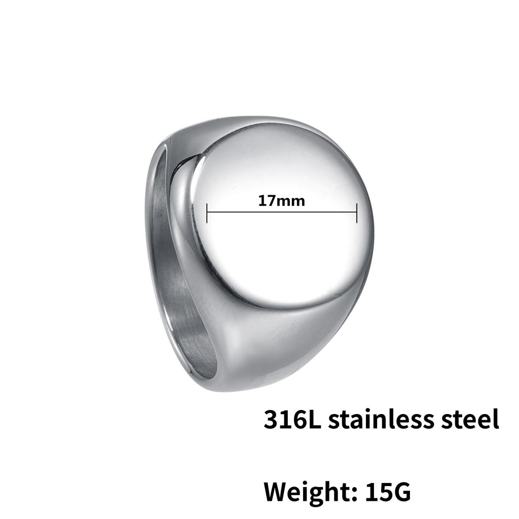 316L Stainless Steel Round Smooth Simple Ring For Men Finger Jewelry Minimalist Style Accessories