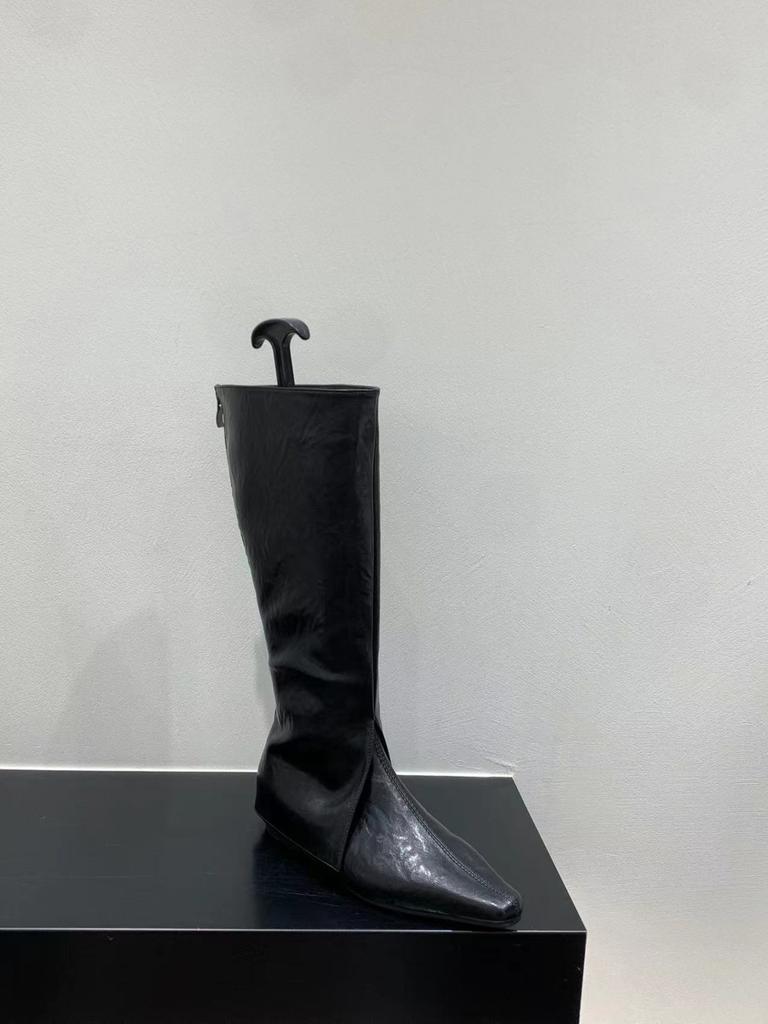 Inner Height Increase Brown Trouser Boots Long Boots Women's Shoes New Spring, Autumn and Winter Pointed Thin Long Tube Knight Boots