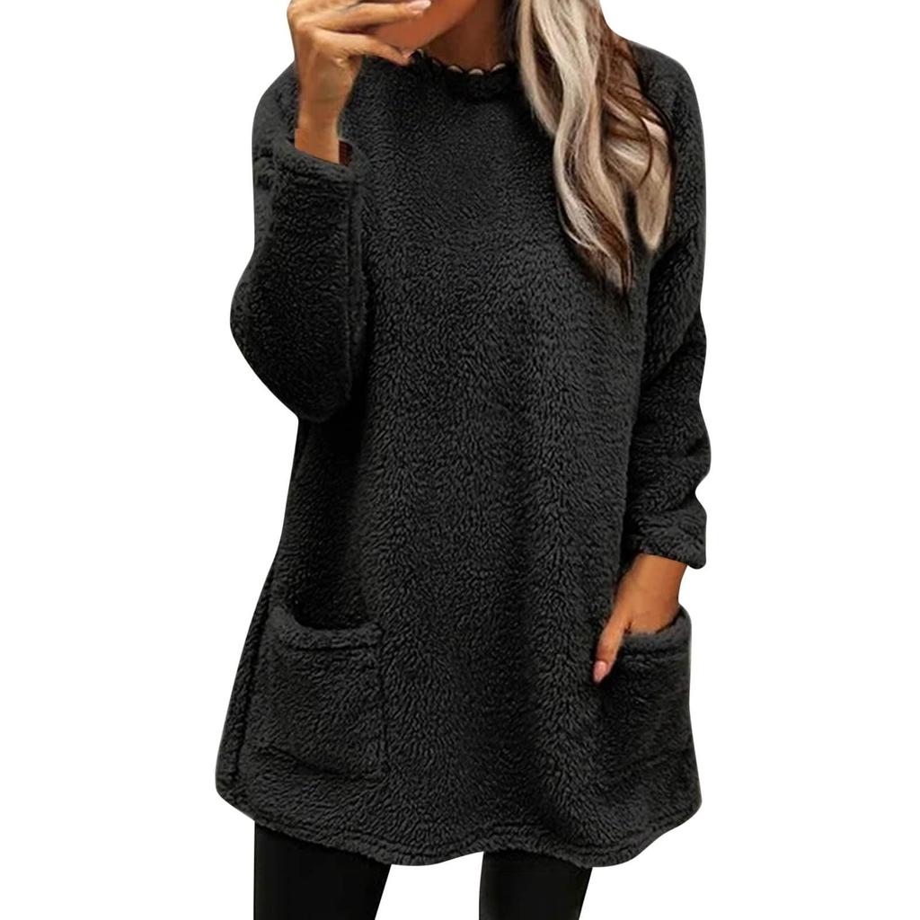 Sweatshirts For Women Mock Turtleneck Fall Winter Warm Sweater Plus Size Tunic Pullover Tops With Pockets