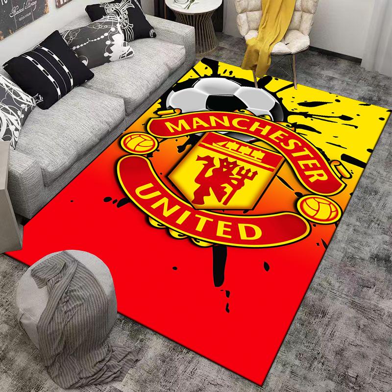 Manchester United Logo Carpet Soccer Themed Red and Yellow Floor Mat Suitable for use as an anti-slip for living room bedroom sofas
