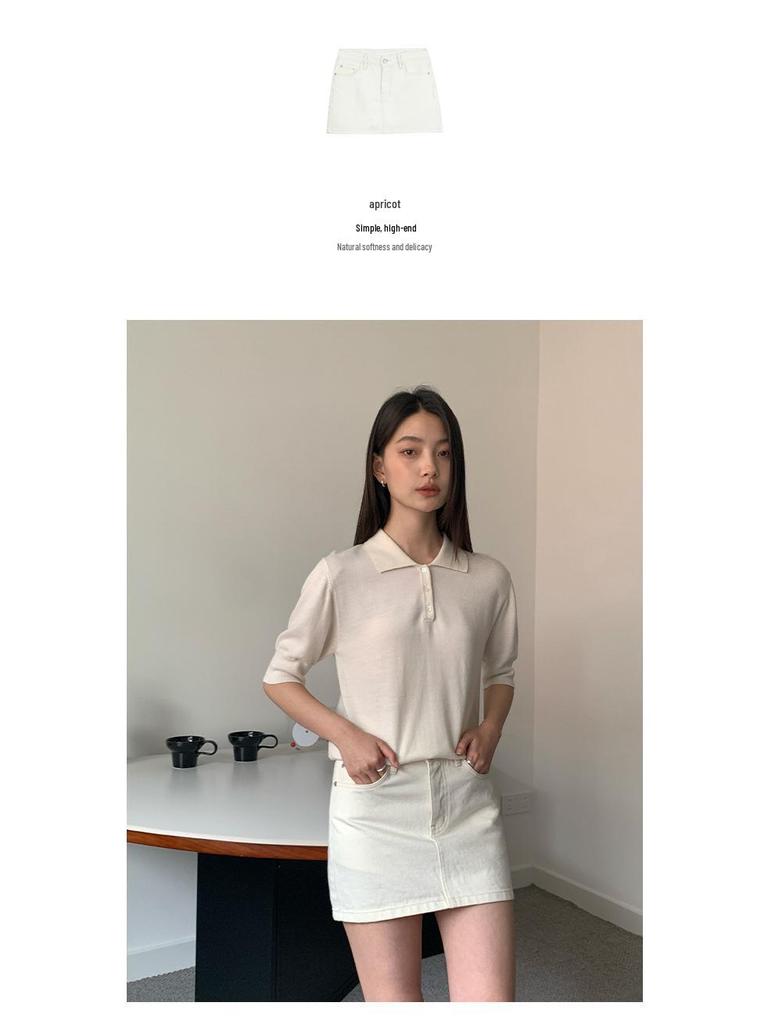 CLEAN SPACE Cotton Washed Denim Mini Skirt, Mid-Waist A-Line Skirt 2025, Style 53357