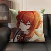 Diluc Cute Genshin Impact Cushion Cover Natural Linen Organic Fabric DoubleSided Printing Sofa Home Decor Gift Pillow Case