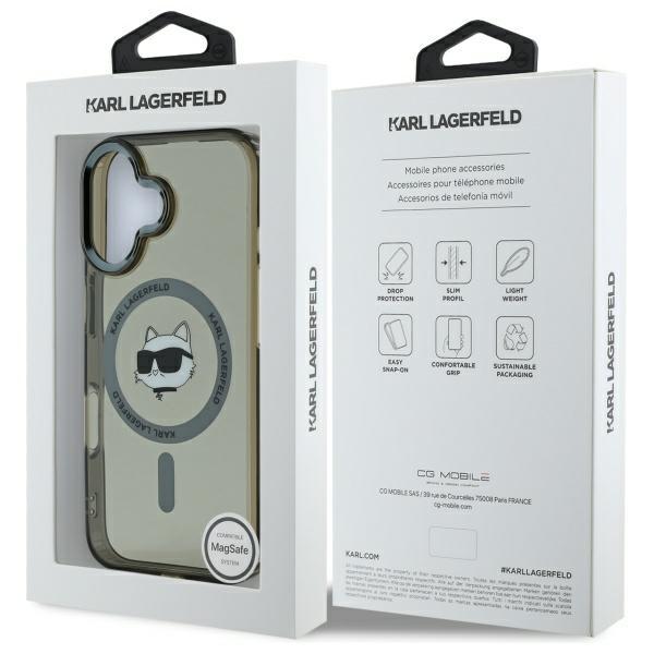 Karl Lagerfeld Klhmp16Shlschk Iphone16 6.1 Czarny/Black Hardcase Iml Metal Choupette Head Magsafe
