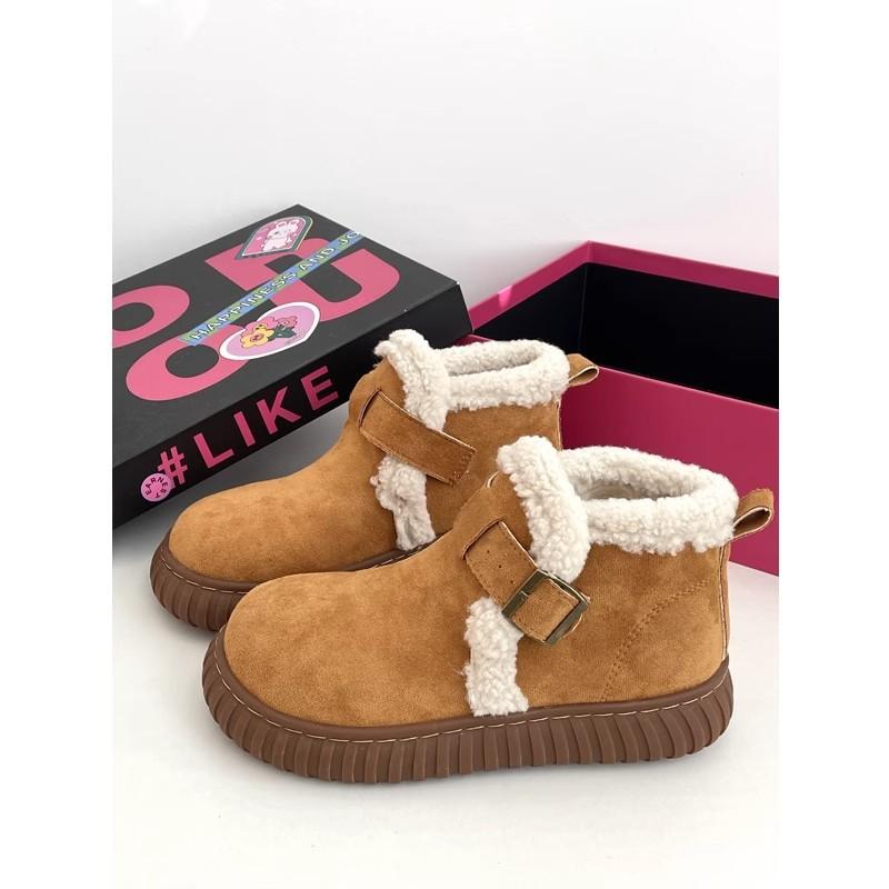 Platform bread shoes women's new winter Velcro velvet warm ins warm big head cotton shoes