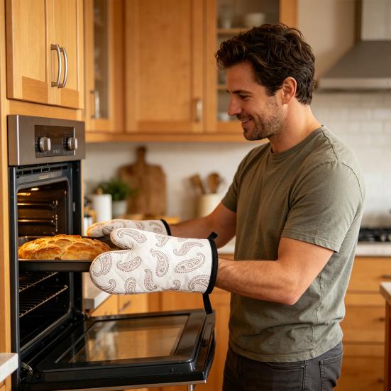 2Pcs Heat Resistant Oven Mitts Insulated Gloves Thick Baking Gloves with Anti-Scalding Layer Non-Slip Non-deforming Kitchen Mitts for Baking Cooking