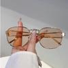 Vintage Round Sunglasses Women  New in Fashion Solid Color Casual Shades Trendy Luxury Brand Design Decor Sun Glasses
