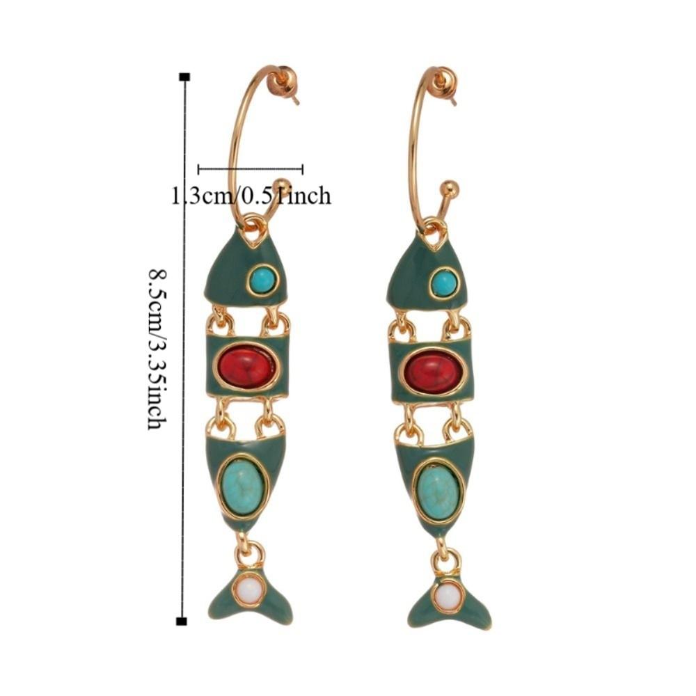 Gothic Ethnic Style Earrings Exaggerate Enamel Dangle Earrings Little Fish Earrings  Lady