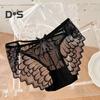 Damen Spitzen-Strings, niedrige Taille, durchsichtige Höschen mit Schleife, sexy Spitzen-Netz-Slips, ultradünne, atmungsaktive Bikini-Unterwäsche