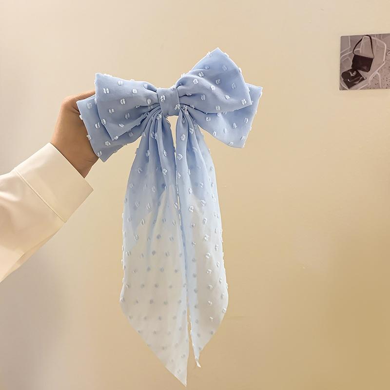 Fairy Style Hair Clip Solid Color Oversized Bow Streamer Hair Clamp Chiffon Bow Hair Clip Fashion Hair Accessories