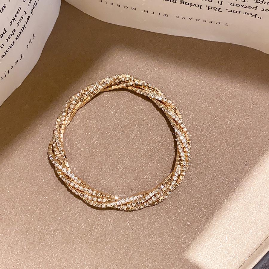 Double Ring Multi-layer Rhinestone Geometric Wrap Bracelet - Light Luxury Fashionable Versatile Piece