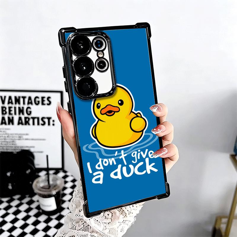 Funny Cute Cartoon Duck Plating Phone Case For Samsung Galaxy S24 S25 FE S26 Edge S23 Ultra S22 S21 Plus S20 Anti-Fall Airabag C