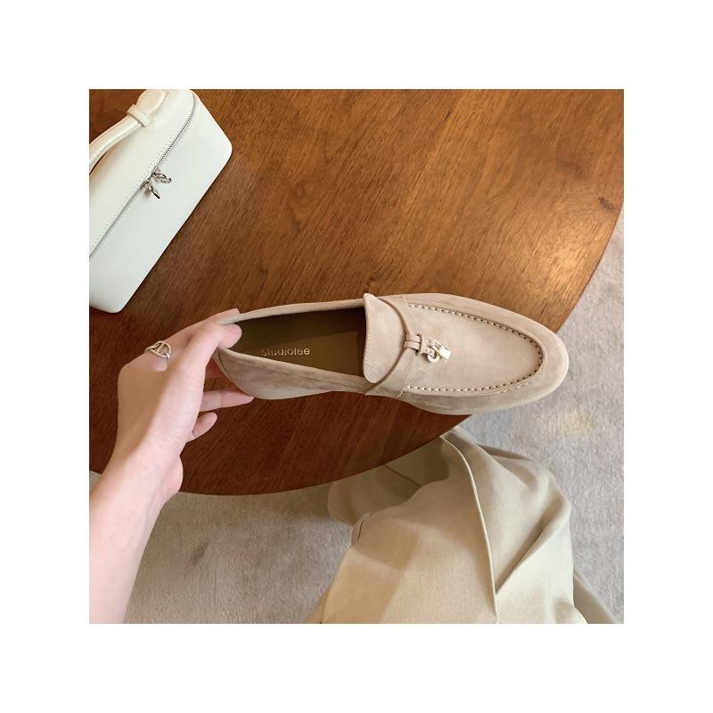 Sheepskin inner height increase tassel lock British small leather shoes women's thick sole one pedal lazy