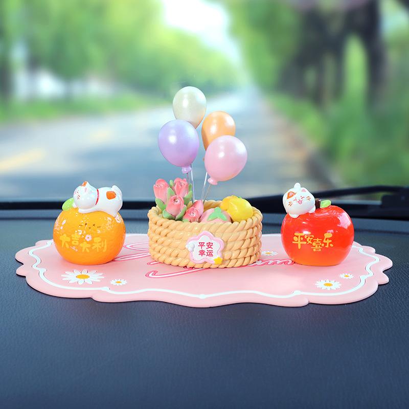 Mini Fruit Cat Car Decoration Set - Creative Interior Console Cartoon - Truly Cute Car Decoration Item