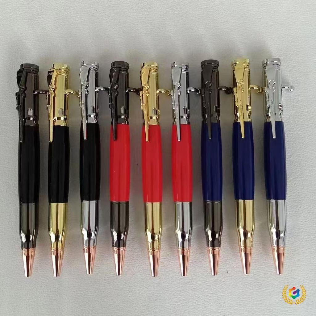 Creative Brass & Sandalwood Bolt Action Pen | Custom Laser Engraved Solid Wood Gift Ballpoint Pen
