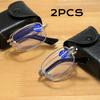 2PCS Fashion Portable Folding Reading Glasses Men Women Metal Frame Presbyopic Magnifying Glasses Male Female Eyewear with Case