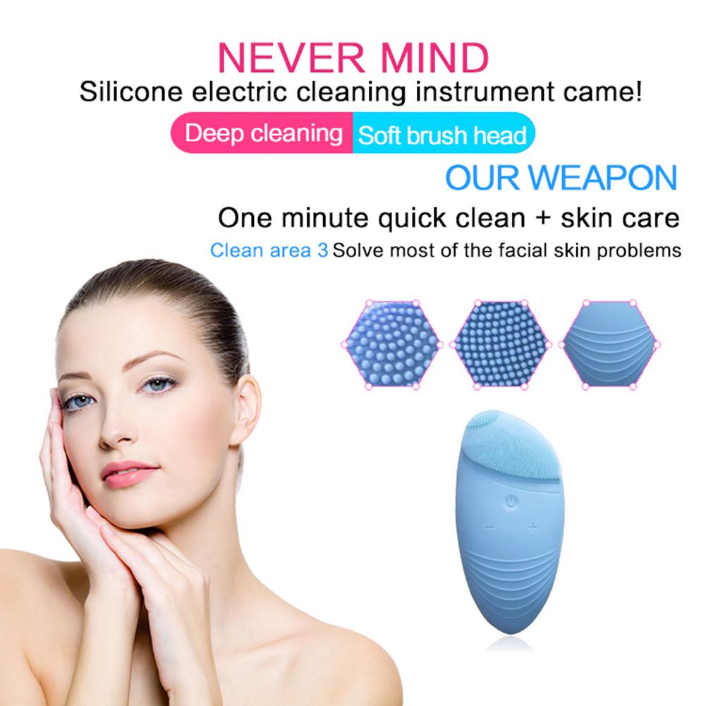 Silicone Electric Facial Cleansing Instrument Ultrasonic Beauty Massage