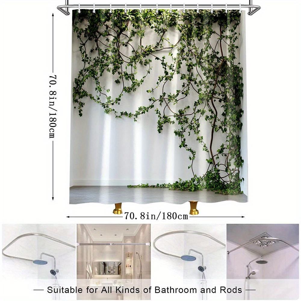 1Pc Green Plant Vine Shower Curtain, Polyester Fabric For Bathroom Decoration, With 12 Hooks 70.8 X 70.8 Inch Shower Curtain