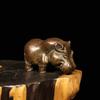 Vintage Purple Hippopotamus Statue Copper Craft River Horse Ornament Feng Shui Home Decoration Accessories Desk Decor Gift