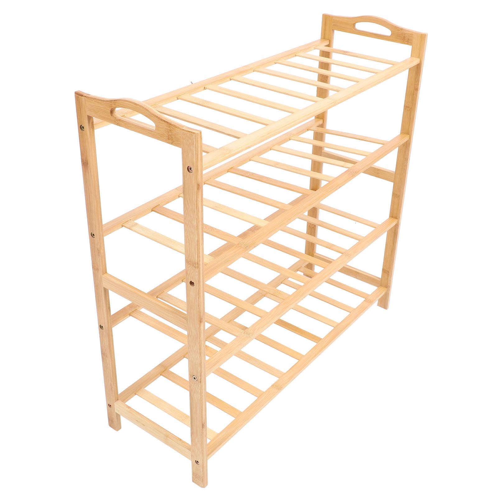 

4 Tier Wood Shoe Organizer Space Saving Standing Decor Home Shoe Storage Rack for Entryway Closet Living Room