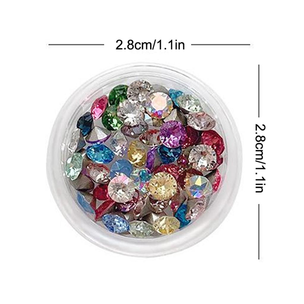 50/100 Pcs Shiny  Nail Art  Colorful 3D Pointed Bottom Diamond Nail Charms Gemstones For Diy Decoration