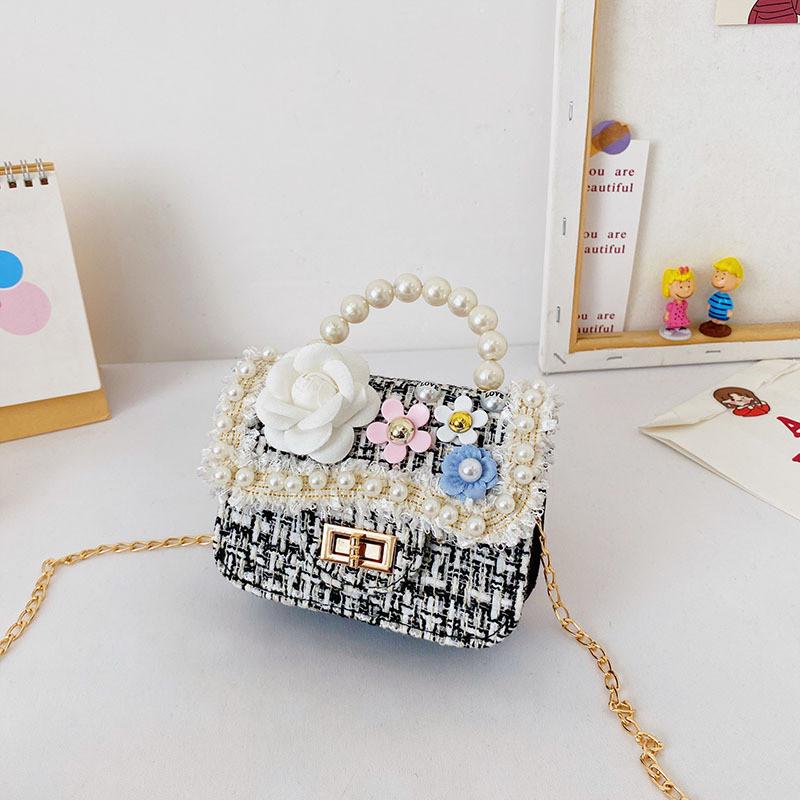 Handbag Shoulder Pearl Bag With Lightweight Pu Material Chain Bag For Kids