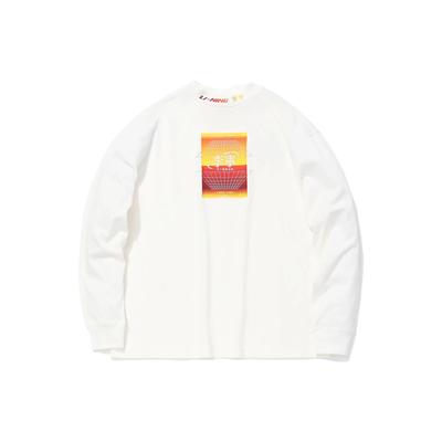 Li Ning Sports Fashion Series AW20 Paris Fashion Week Logo Round Neck Loose Long Sleeve Sweatshirt Men Sweatshirt Off-White AHSQ623-5