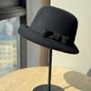 French High End Curled Woolen Mother's Hat for Women Retro Bow Fisherman Hat Autumn and Winter Rich Style Hat