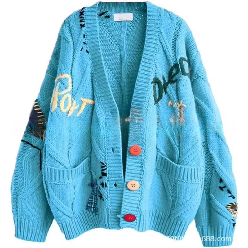 

DAFIFY Жіночі Модні Повсякденні Осінньо-Зимові Светри з Довгим Рукавом та V-подібним Вирізом Size: One Size світло-синій колір