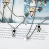 Caiyao 2Pcs Stainless Steel Mutual Attraction Couples Matching Spaceman Pendant Necklace Astronaut Promise Necklace for Women Men Friends Him Her
