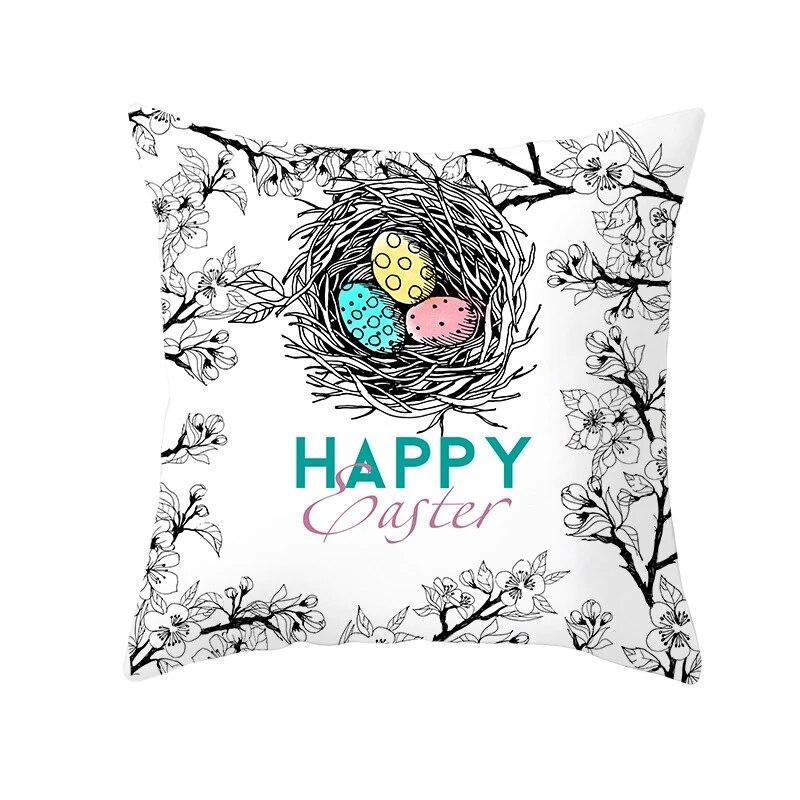 Easter Decorative Pillowcase Cartoon Rabbit Pillowcase Egg Print Cushion Cover Living Room Sofa Cushion Cover Home Decoration