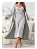 Elegant Milk Silk Lace Nightdress & Bathrobe Set - Sexy Two-Piece Pajamas