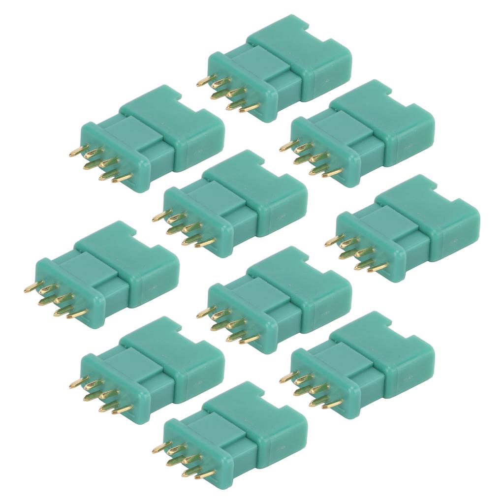 10Pcs 13.030 10Pcs 13.031 MPX Green Hexagonal Plug Copper Gold Plated Nylon Injection Molding Model Battery Connector