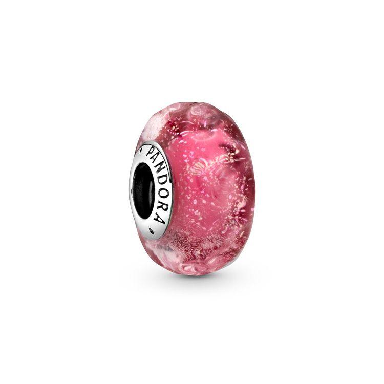 Pandora Shiny Pink Wavy Glass Charm Women Charm Red 798872C00 Red