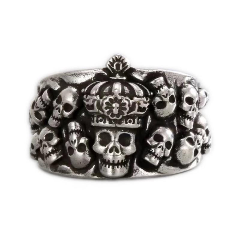 Adjustable Open Skull Ring Men Women Vintage Punk Rock Gothic Style Copper Jewelry With Electroplated Finish