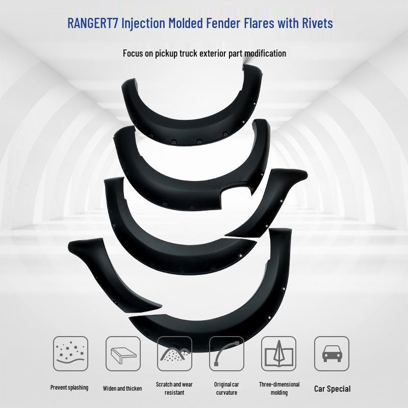 

Fits Ford Ranger T7: Riveted Fender Flares, Mud Flaps, and Off-Road Wheel Arches Standard Size чёрный
