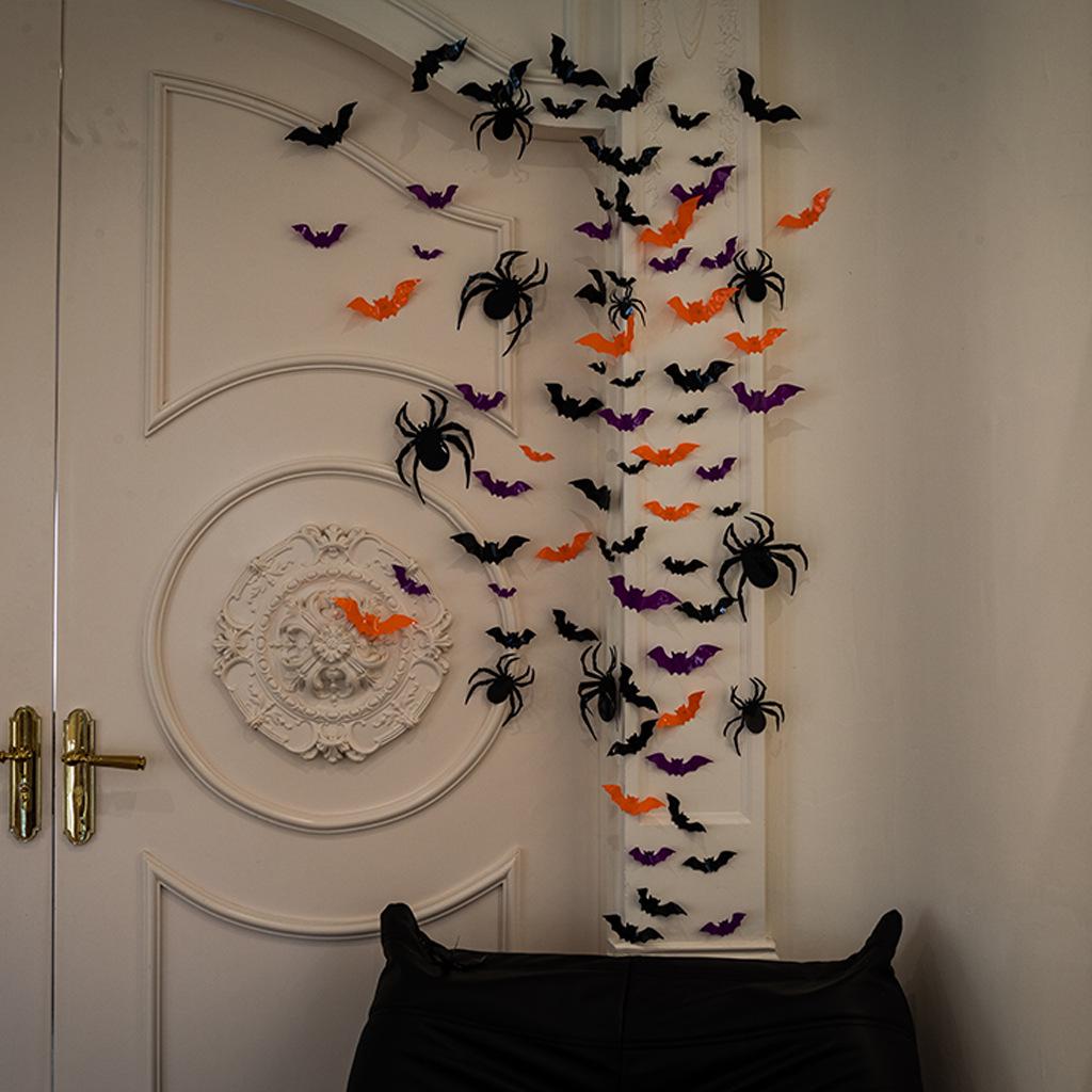 Black & Pink Halloween Bat Wall Stickers for Kids' Room Decoration & Party Ambiance