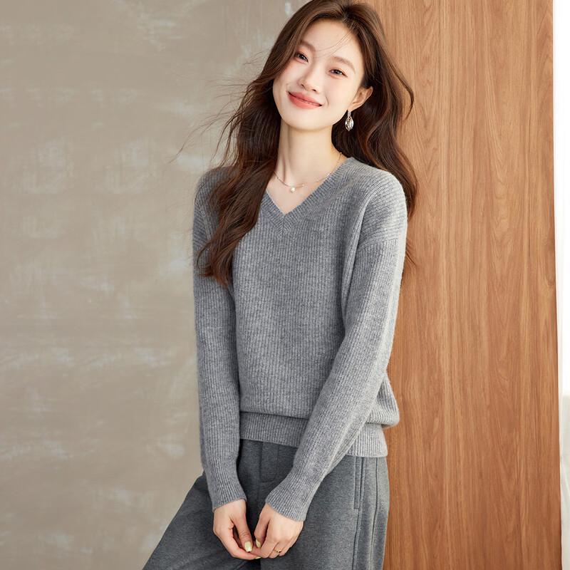 Srcr Women s 100% Wool V-Neck Loose Knit Sweater M