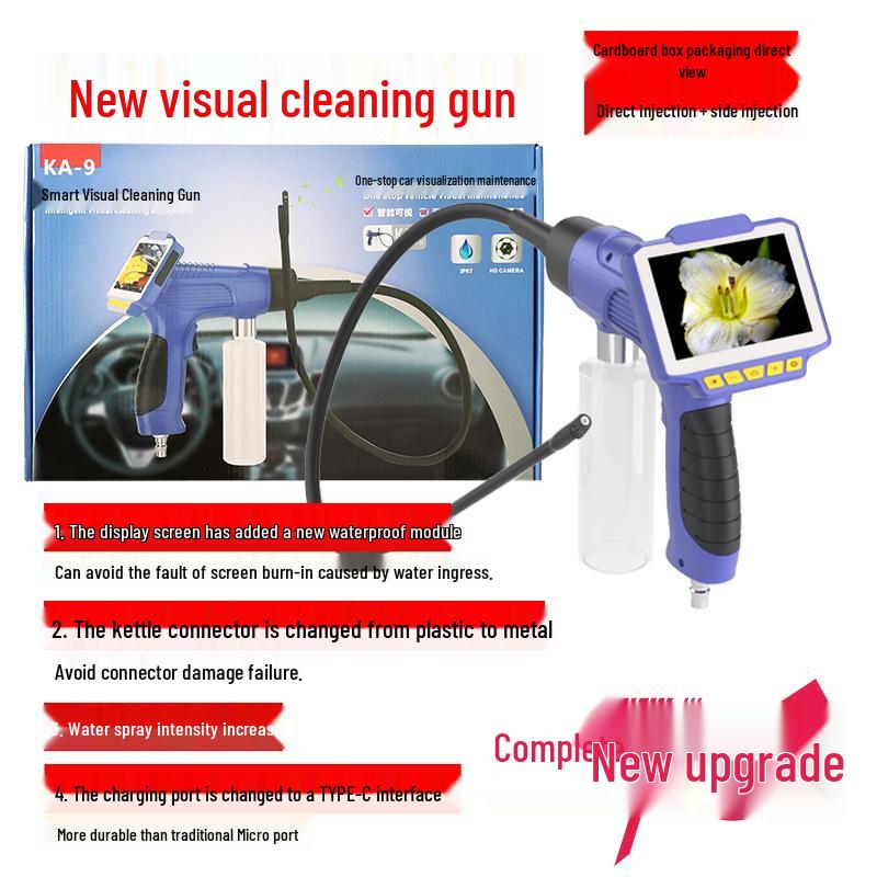 Tool-Free Detergent Cleaning Machine for Car AC: Pipe Endoscope, Ozone Cleaner, Gun Evaporator, Visual Disassembly.